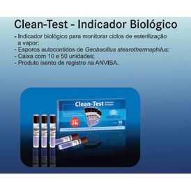 INDICADOR BIOLOGICO CLEAN-TEST IND BIO 10^5 VAPOR - CX 10 UNID