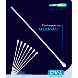 SWAB HASTE PLASTICO PONTA ALGODAO ESTERIL C/100  CRAL