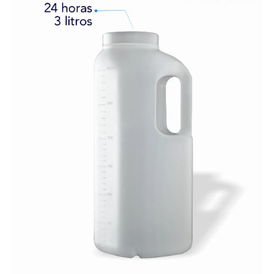 COLETOR URINA 24 HORAS 3 LITROS TRANSLUCIDO TAMPA BRANCA CRAL